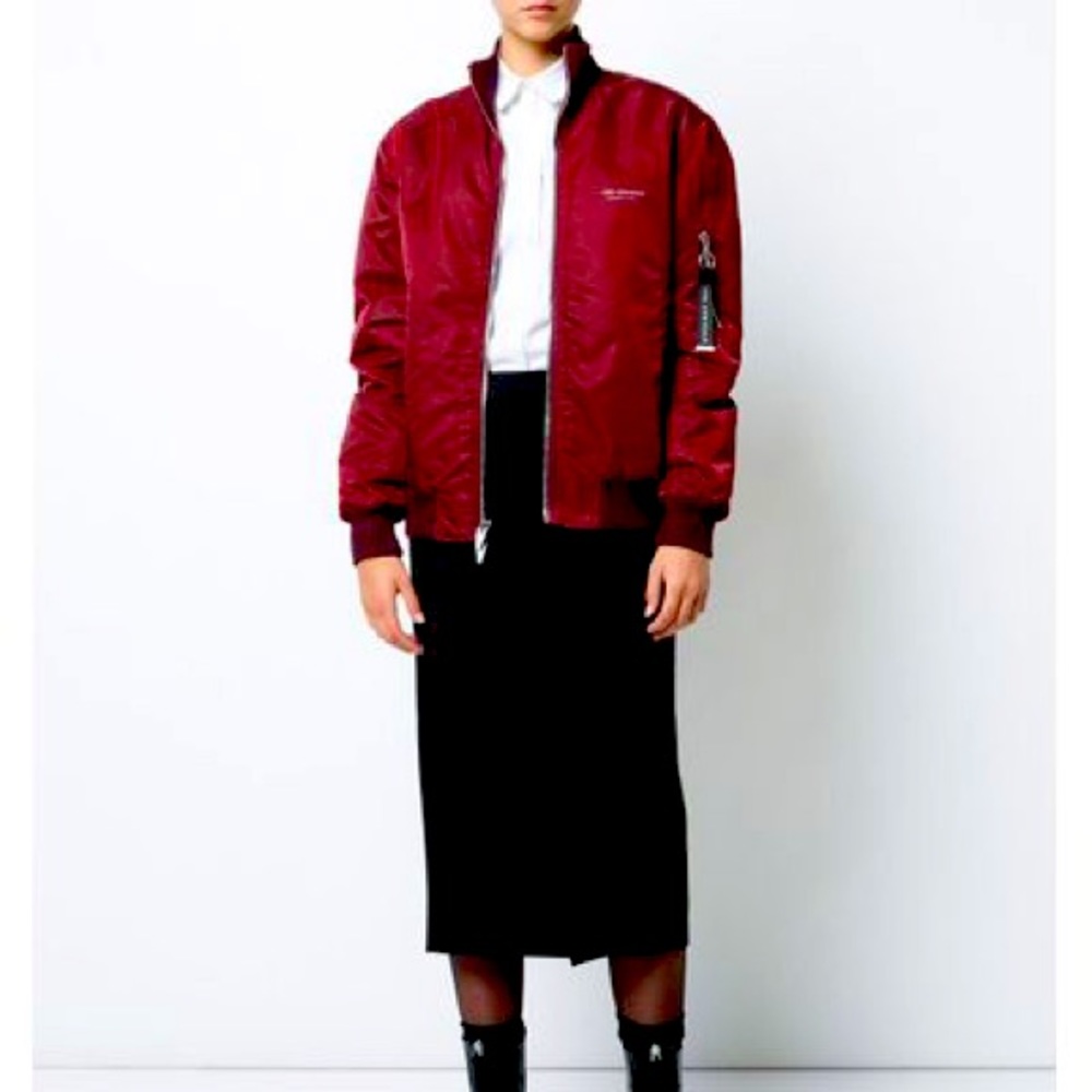 The Arrivals Neils Nylon Unisex Bomber Jacket in Crimson, Womens XS, Mens XXS